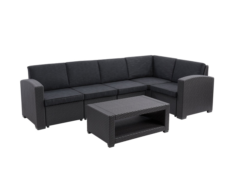 black Outdoor Wicker Sectional Set, 6pc Lake Front Collection product image by CorLiving