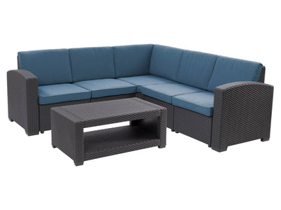 black and blue Outdoor Wicker Sectional Set, 6pc Lake Front Collection product image by CorLiving#color_black-and-blue