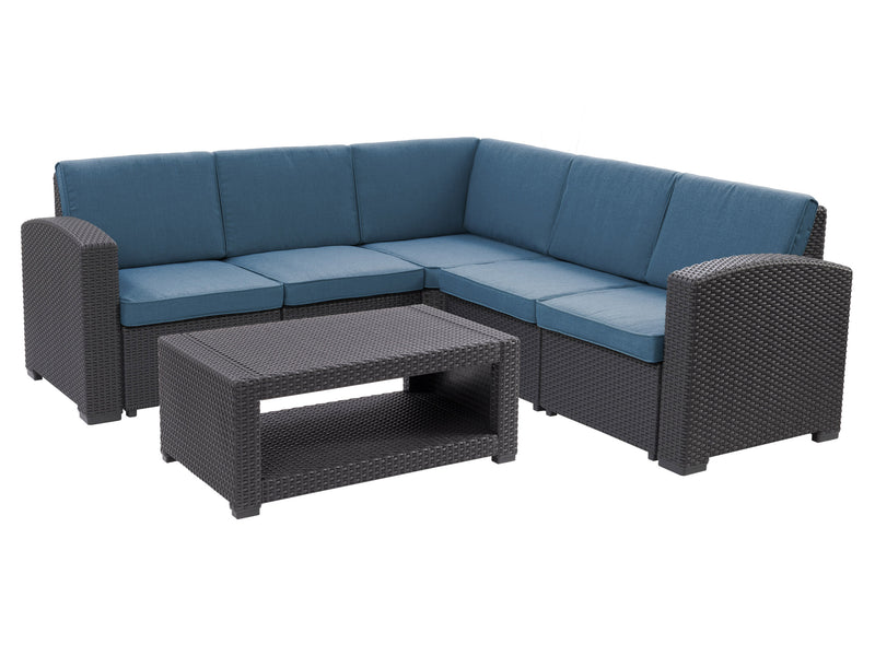 black and blue Outdoor Wicker Sectional Set, 6pc Lake Front Collection product image by CorLiving