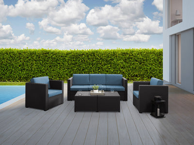 black and blue 5pc Patio Set Lake Front Collection lifestyle scene by CorLiving#color_black-and-blue