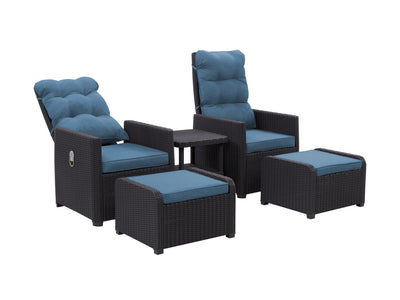 black and blue Patio Recliner and Ottoman Set, 5pc Lake Front Collection product image by CorLiving#color_black-and-blue