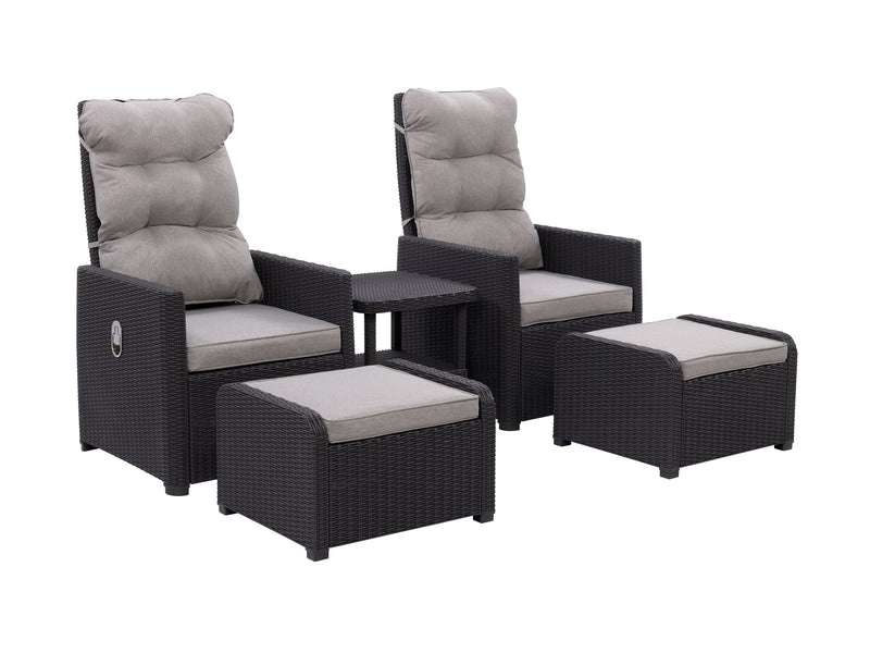 greige Patio Recliner and Ottoman Set, 5pc Lake Front Collection product image by CorLiving