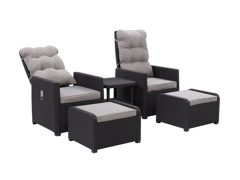 greige Patio Recliner and Ottoman Set, 5pc Lake Front Collection product image by CorLiving