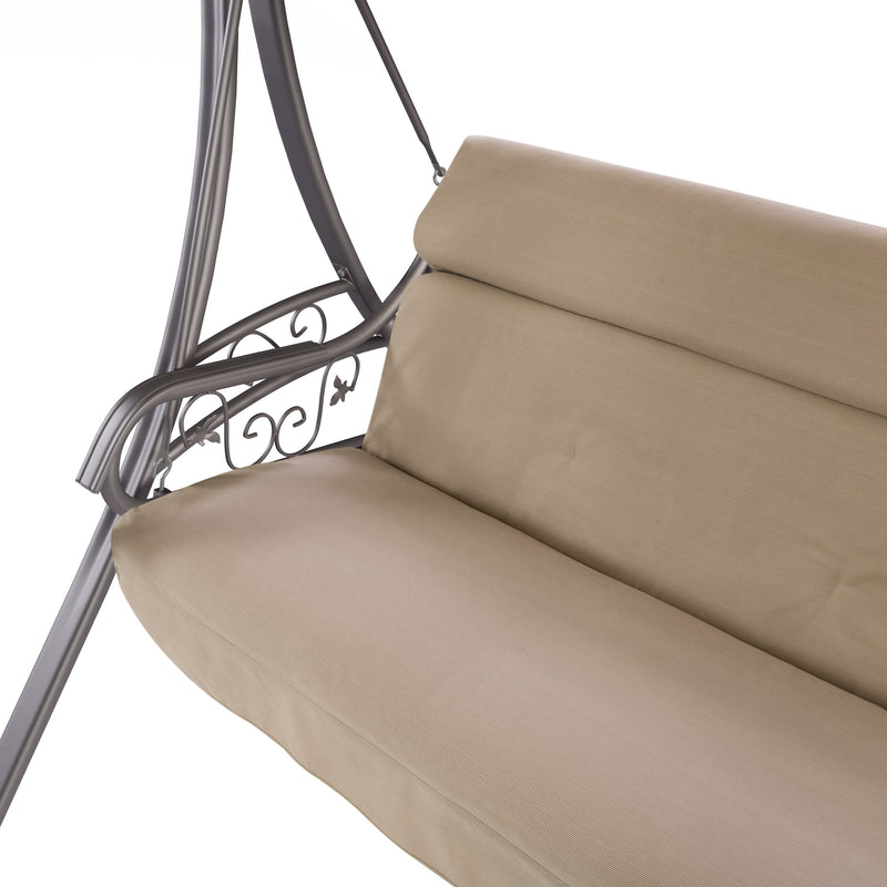 beige Patio Swing With Canopy Nantucket Collection detail image by CorLiving
