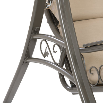 beige Patio Swing With Canopy Nantucket Collection detail image by CorLiving#color_beige