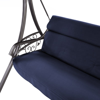 navy blue Patio Swing With Canopy Nantucket Collection detail image by CorLiving#color_navy-blue