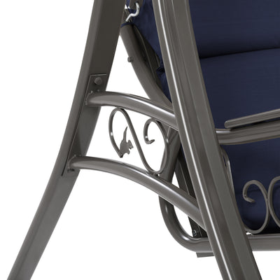 navy blue Patio Swing With Canopy Nantucket Collection detail image by CorLiving#color_navy-blue