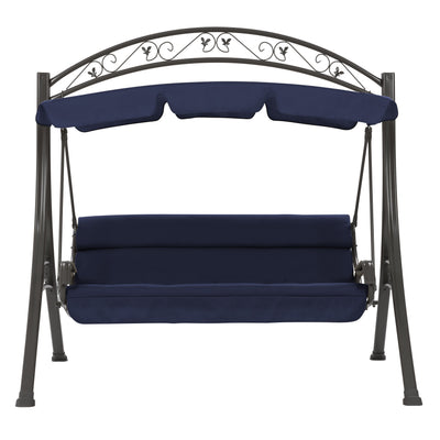 navy blue Patio Swing With Canopy Nantucket Collection product image by CorLiving#color_navy-blue