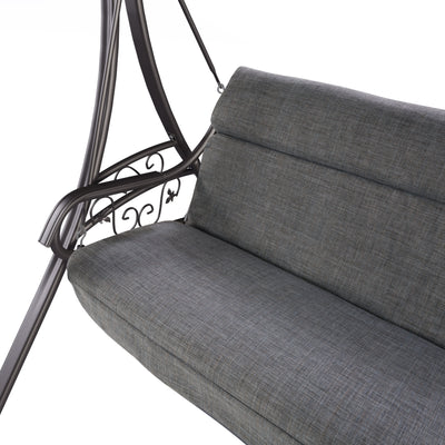grey Patio Swing With Canopy Nantucket Collection detail image by CorLiving#color_grey