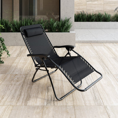 black Folding Lounge Chair Riverside Collection lifestyle scene by CorLiving#color_black