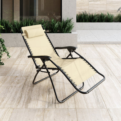 cream Folding Lounge Chair Riverside Collection lifestyle scene by CorLiving#color_cream