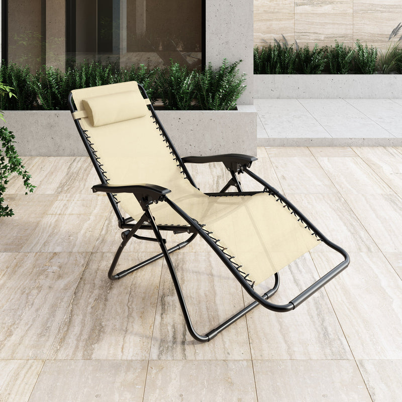 cream Folding Lounge Chair Riverside Collection lifestyle scene by CorLiving