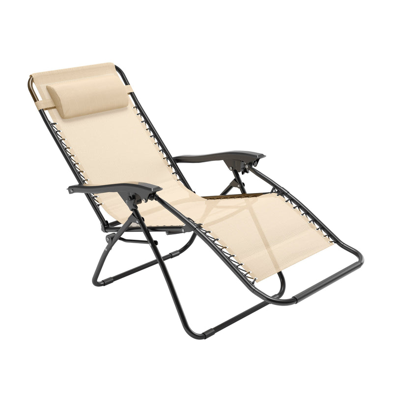 cream Folding Lounge Chair Riverside Collection product image by CorLiving