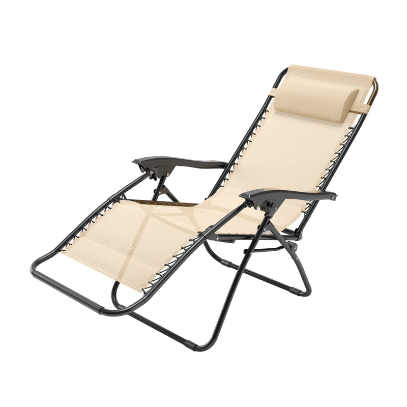 cream Folding Lounge Chair Riverside Collection product image by CorLiving