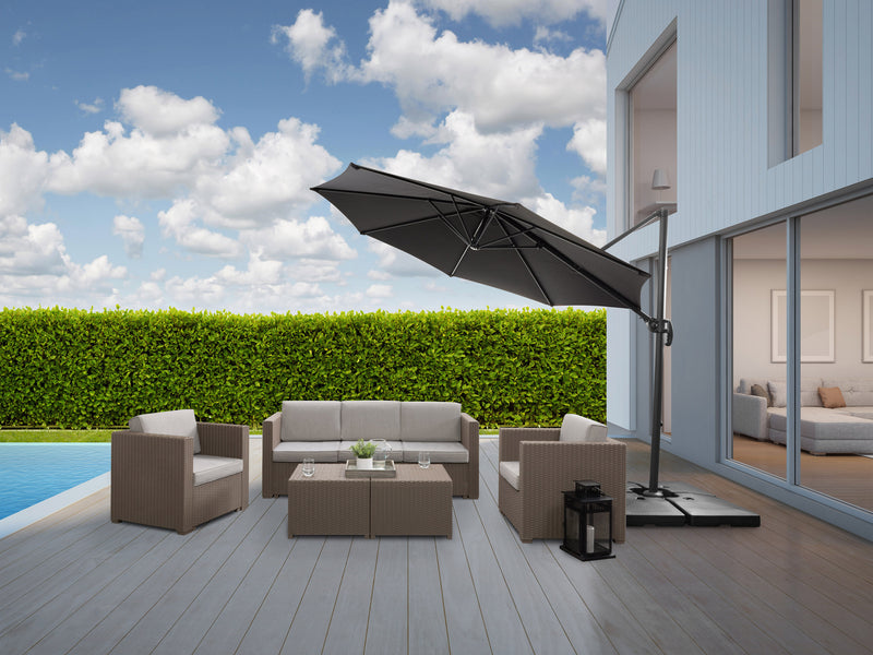 black offset patio umbrella, 360 degree 100 Series lifestyle scene CorLiving