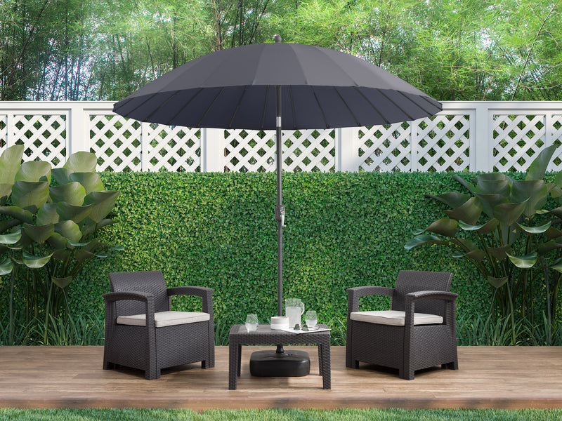 grey parasol umbrella, tilting  Sun Shield Collection lifestyle scene CorLiving
