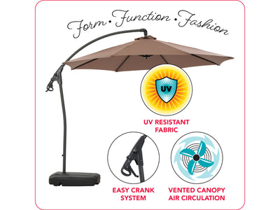 sand cantilever patio umbrella with base Endure Collection infographic CorLiving#color_sand