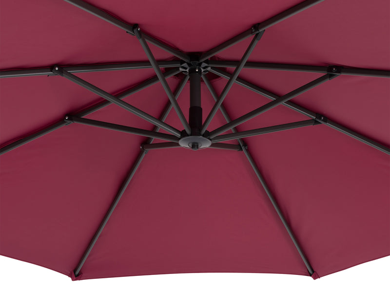 wine red cantilever patio umbrella with base Endure Collection detail image CorLiving