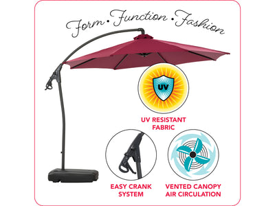 wine red cantilever patio umbrella with base Endure Collection infographic CorLiving#color_wine-red