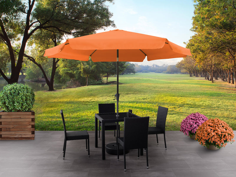 orange 10ft patio umbrella, round tilting 200 Series lifestyle scene CorLiving