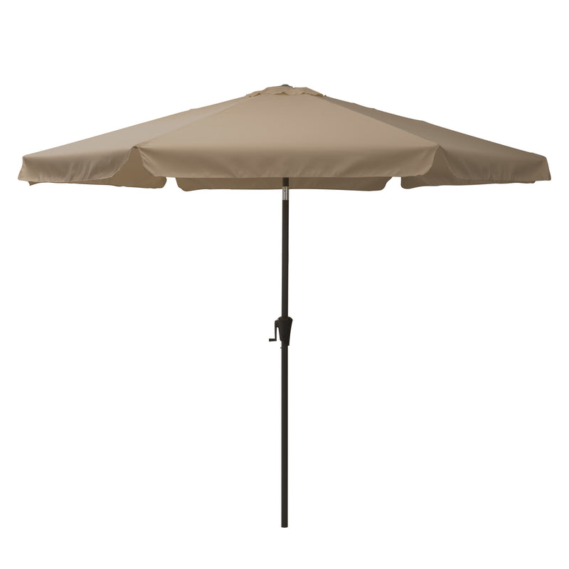 sandy brown 10ft patio umbrella, round tilting with base 200 Series product image CorLiving