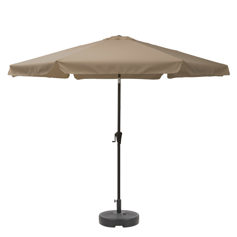 sandy brown 10ft patio umbrella, round tilting with base 200 Series product image CorLiving