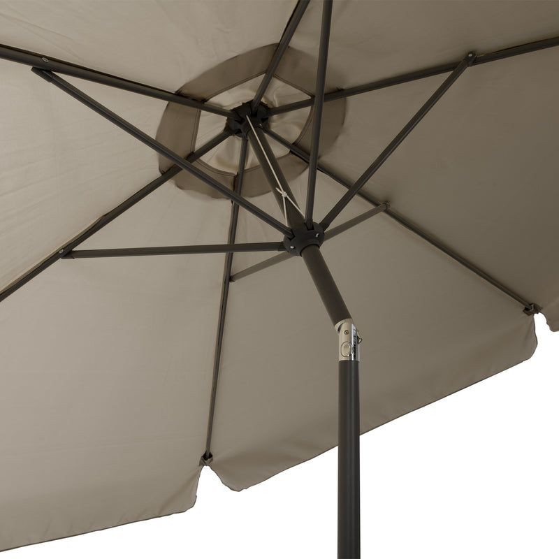 sand grey 10ft patio umbrella, round tilting with base 200 Series detail image CorLiving