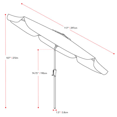 sand grey 10ft patio umbrella, round tilting with base 200 Series measurements diagram CorLiving#color_sand-grey