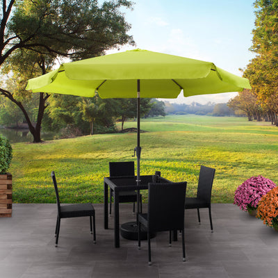 lime green 10ft patio umbrella, round tilting with base 200 Series lifestyle scene CorLiving#color_lime-green