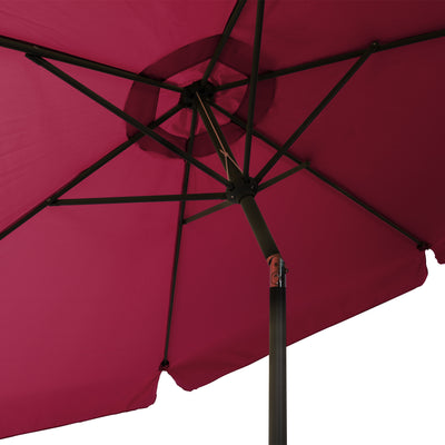 wine red 10ft patio umbrella, round tilting with base 200 Series detail image CorLiving#color_wine-red