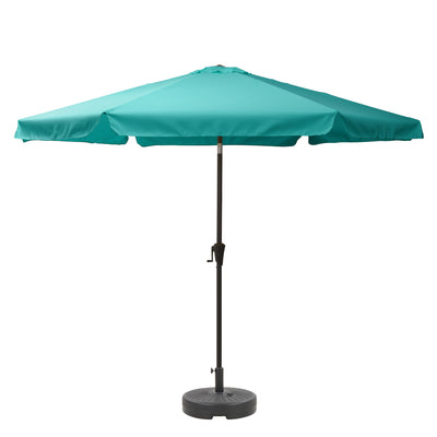 turquoise blue 10ft patio umbrella, round tilting with base 200 Series product image CorLiving#color_turquoise-blue