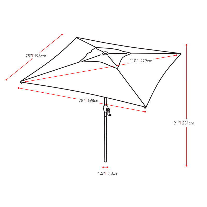 sand grey square patio umbrella, tilting with base 300 Series measurements diagram CorLiving