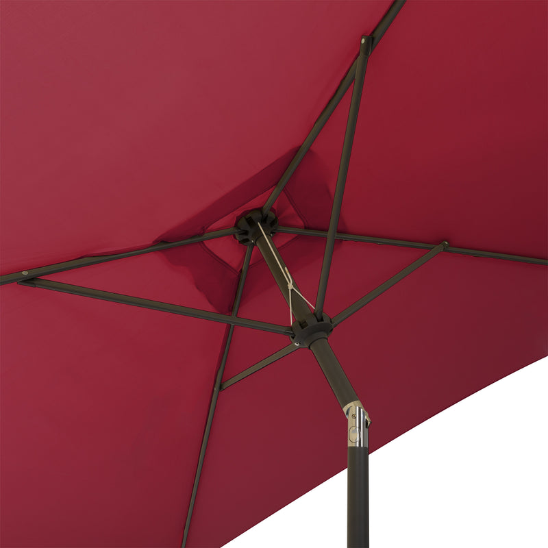 wine red square patio umbrella, tilting with base 300 Series detail image CorLiving