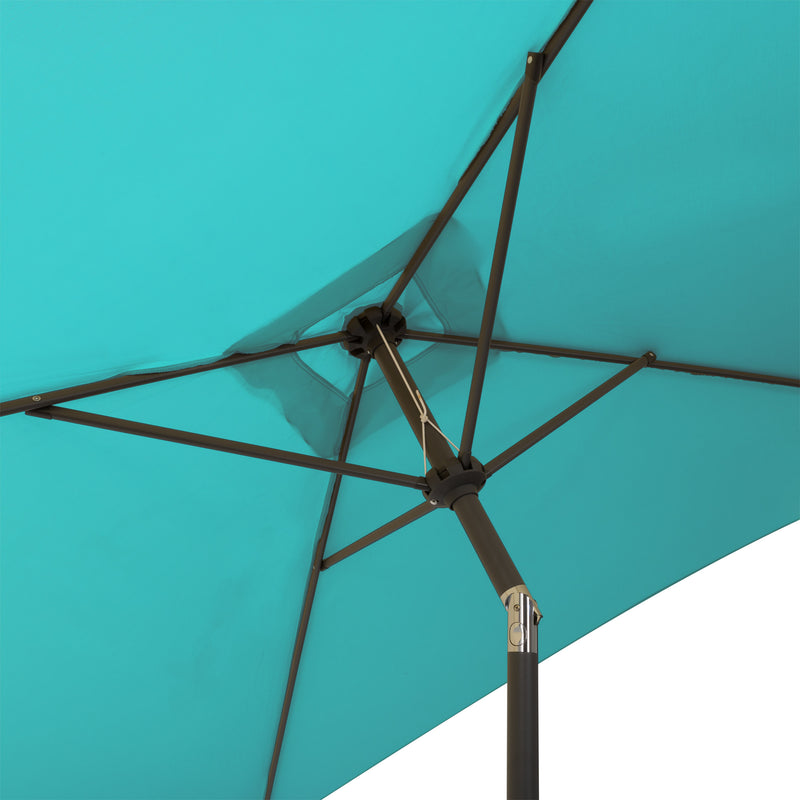 turquoise blue square patio umbrella, tilting with base 300 Series detail image CorLiving