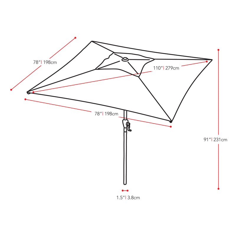 turquoise blue square patio umbrella, tilting with base 300 Series measurements diagram CorLiving