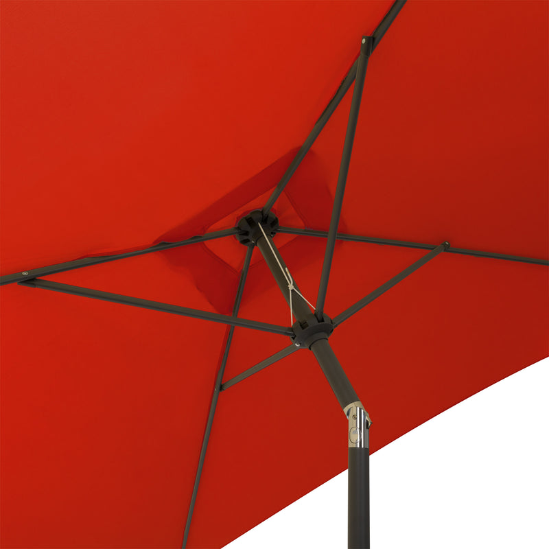 crimson red square patio umbrella, tilting with base 300 Series detail image CorLiving