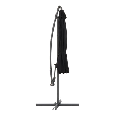 black offset patio umbrella with base 400 Series product image CorLiving#color_ppu-black