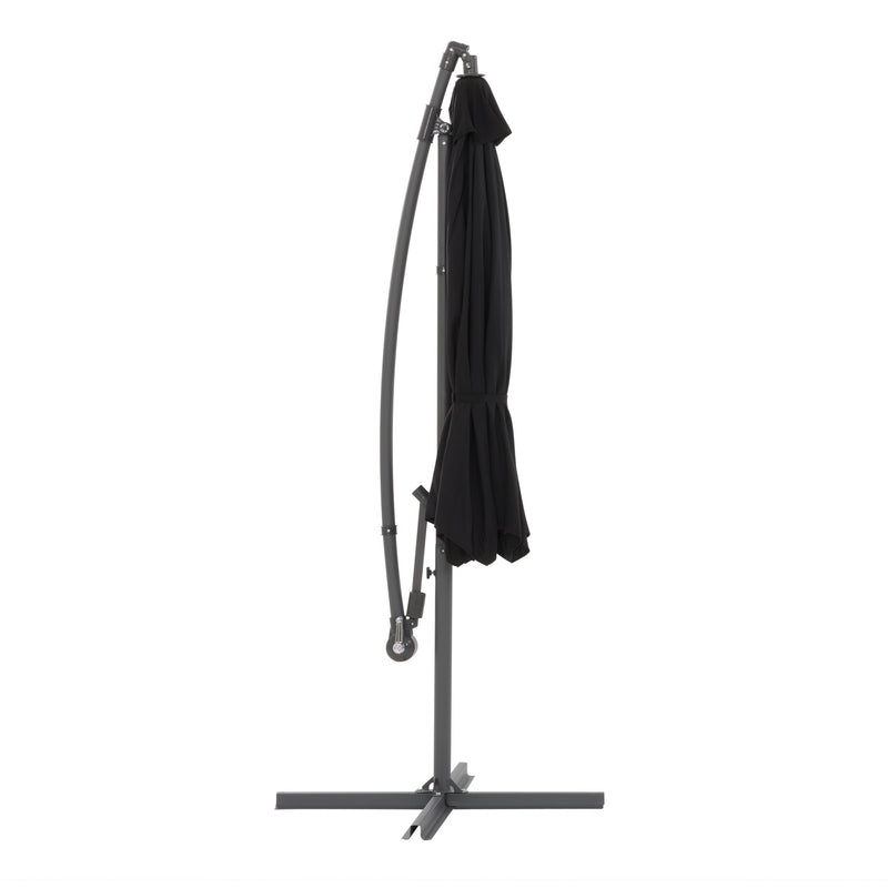 black offset patio umbrella with base 400 Series product image CorLiving