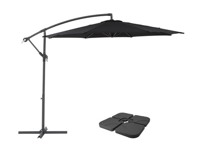 black offset patio umbrella with base 400 Series product image CorLiving#color_ppu-black