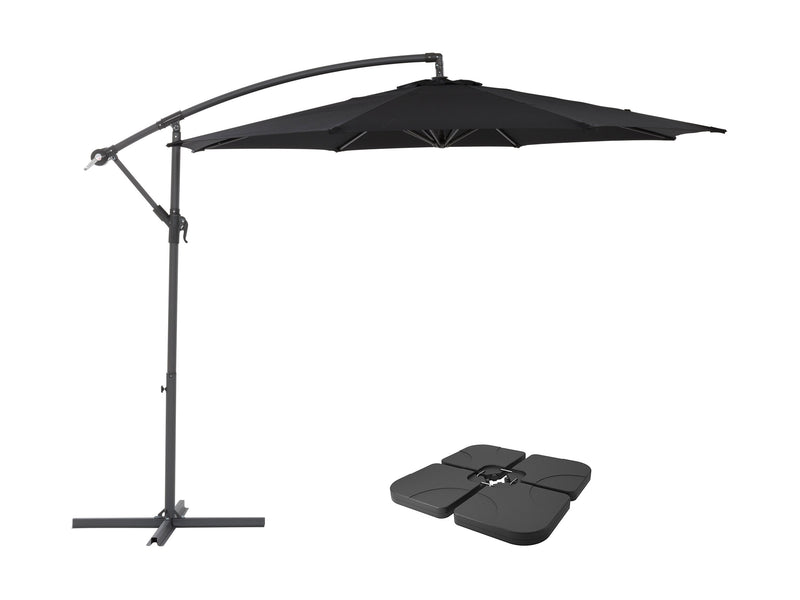 black offset patio umbrella with base 400 Series product image CorLiving