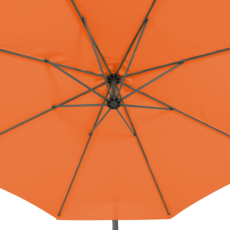 orange offset patio umbrella with base 400 Series detail image CorLiving