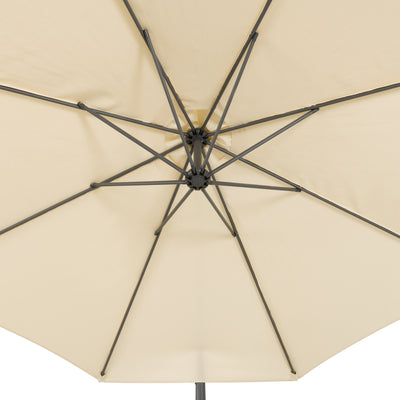 warm white offset patio umbrella with base 400 Series detail image CorLiving#color_ppu-warm-white