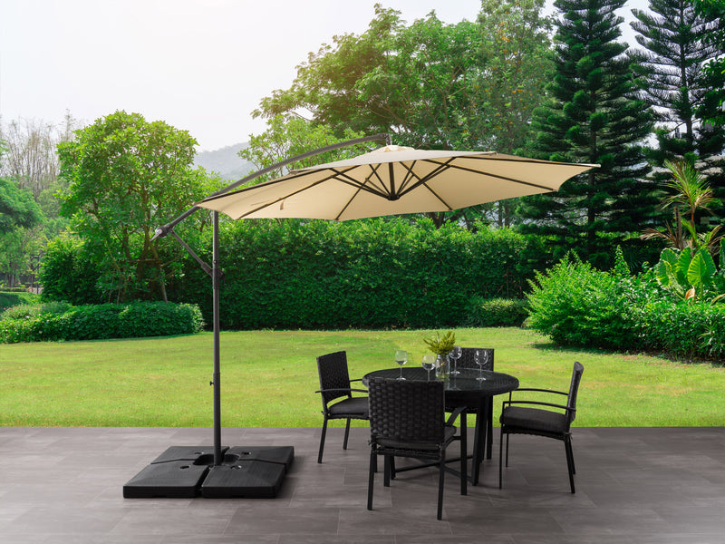 warm white offset patio umbrella 400 Series lifestyle scene CorLiving