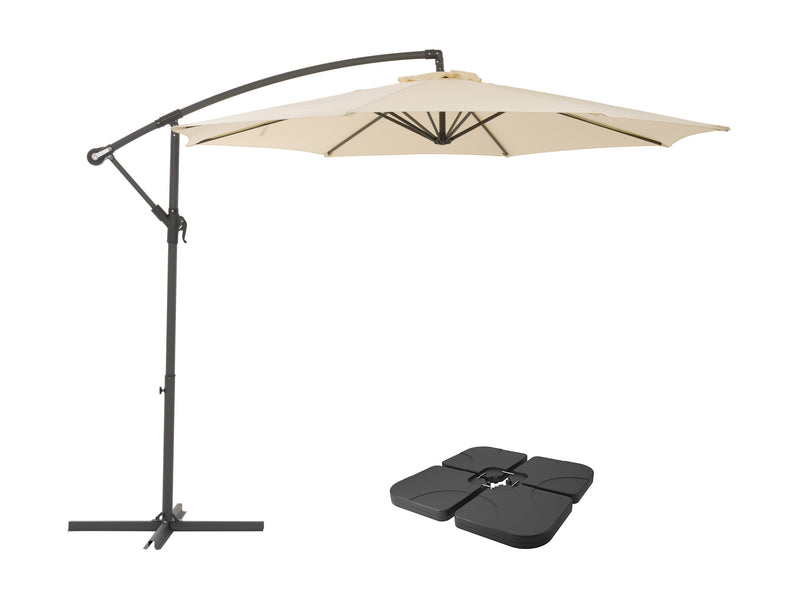 warm white offset patio umbrella with base 400 Series product image CorLiving