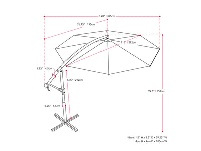 yellow offset patio umbrella 400 Series measurements diagram CorLiving#color_ppu-yellow