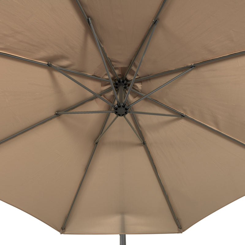 brown offset patio umbrella with base 400 Series detail image CorLiving