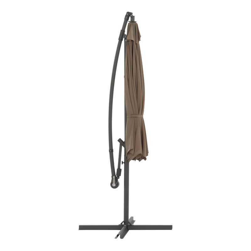 brown offset patio umbrella with base 400 Series product image CorLiving