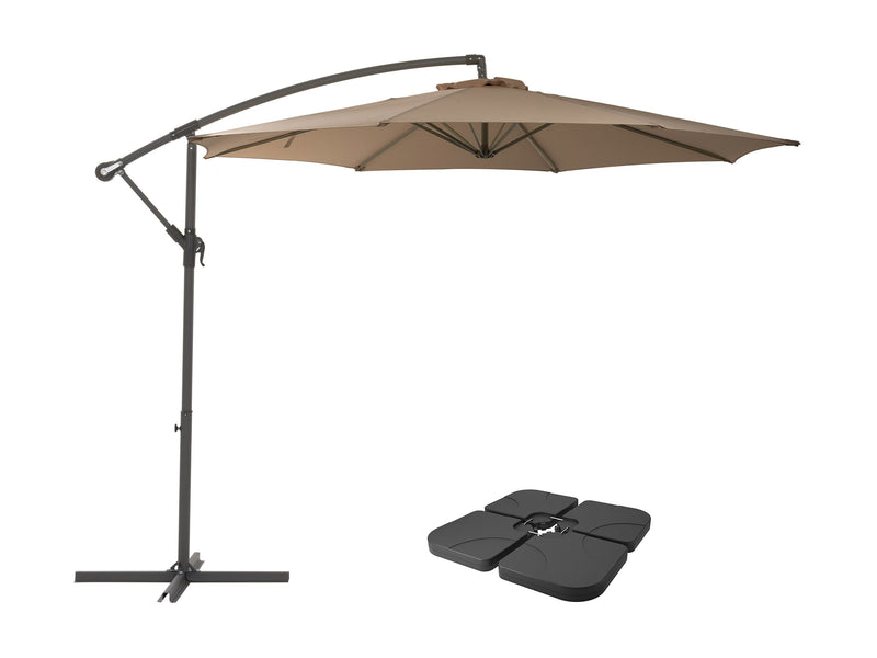 brown offset patio umbrella with base 400 Series product image CorLiving
