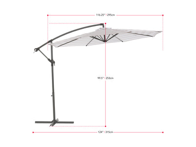 taupe and white offset patio umbrella 420 Series measurements diagram CorLiving#color_taupe-and-white