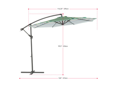 green and blue offset patio umbrella 420 Series measurements diagram CorLiving#color_green-and-blue